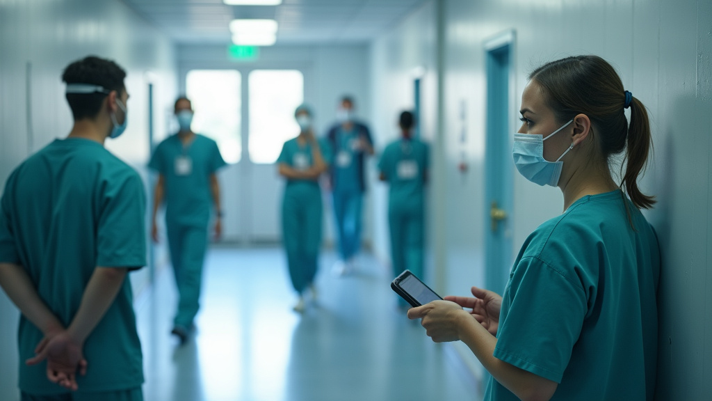 Brancardier en mission dans les couloirs hospitaliers
