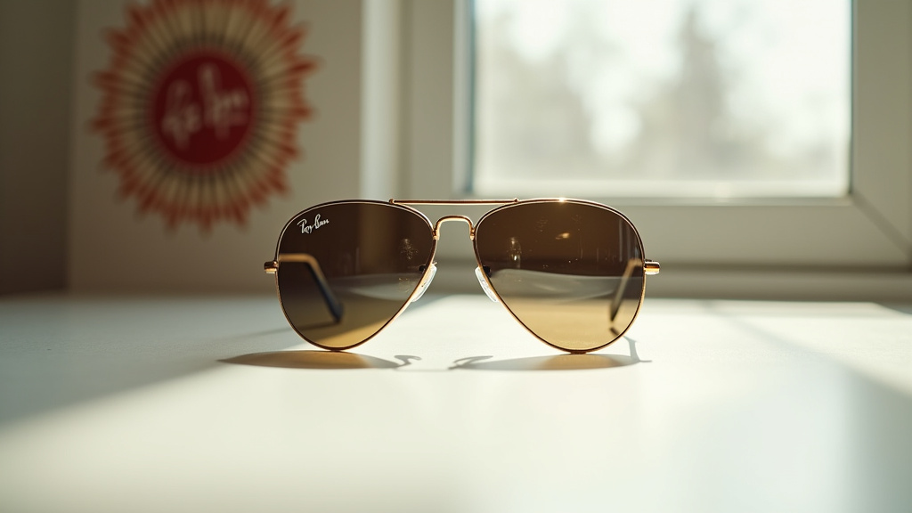 Collection Wayfarer Ray-Ban exposée dans une vitrine vintage