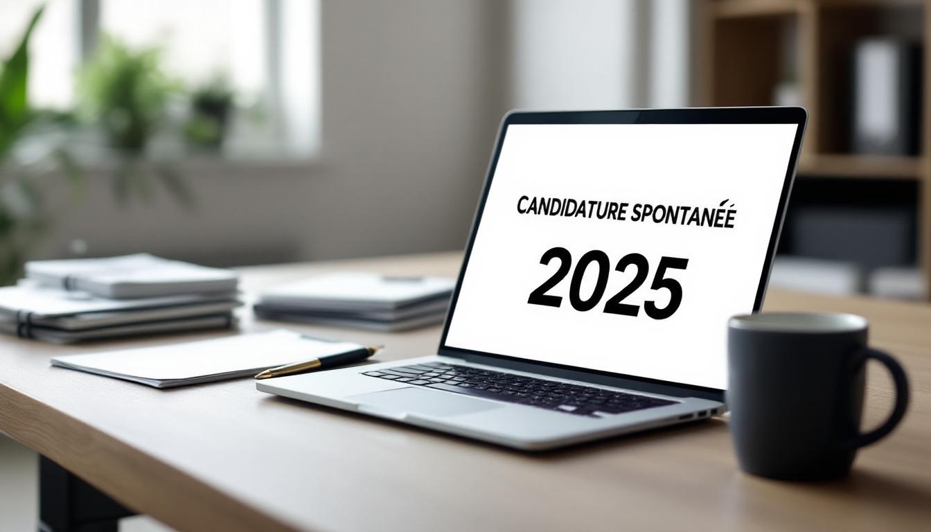 Professionnel rédigeant une candidature spontanée sur ordinateur