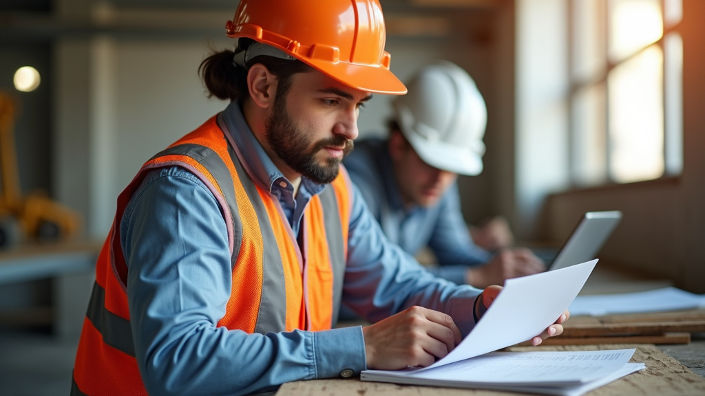 Chef de chantier avec des matériaux écologiques