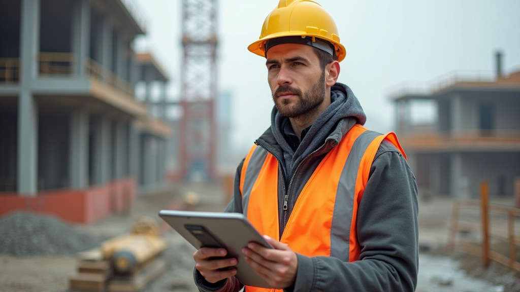 Chef de chantier examinant des plans sur un chantier