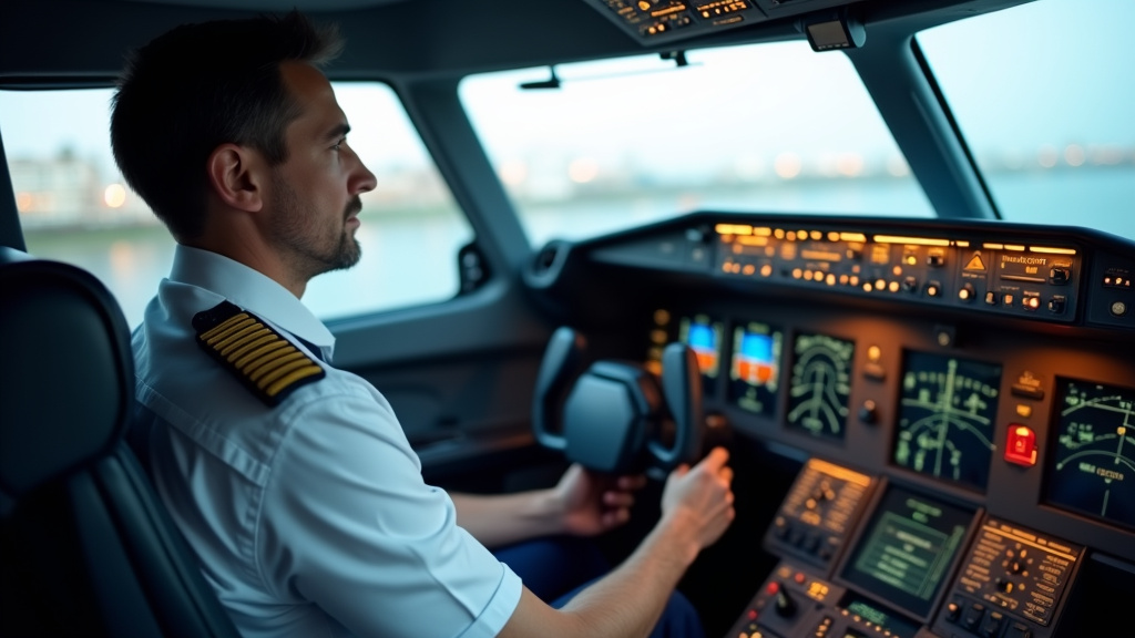 Vue du cockpit d'un avion de ligne moderne