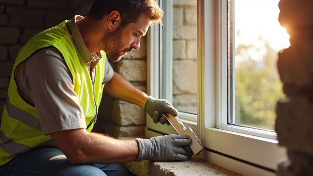 Artisan installant une nouvelle fenêtre