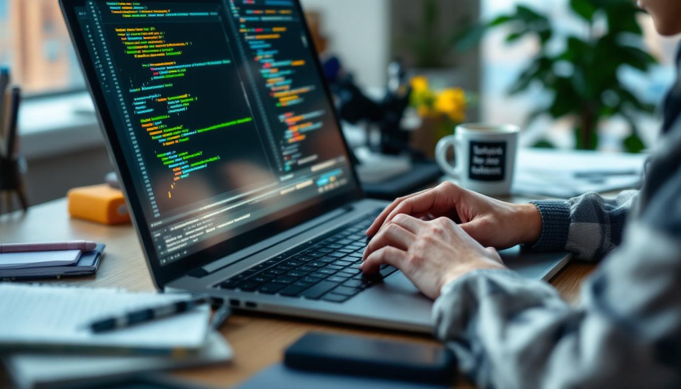 Étudiant alternant développeur web dans son environnement de travail