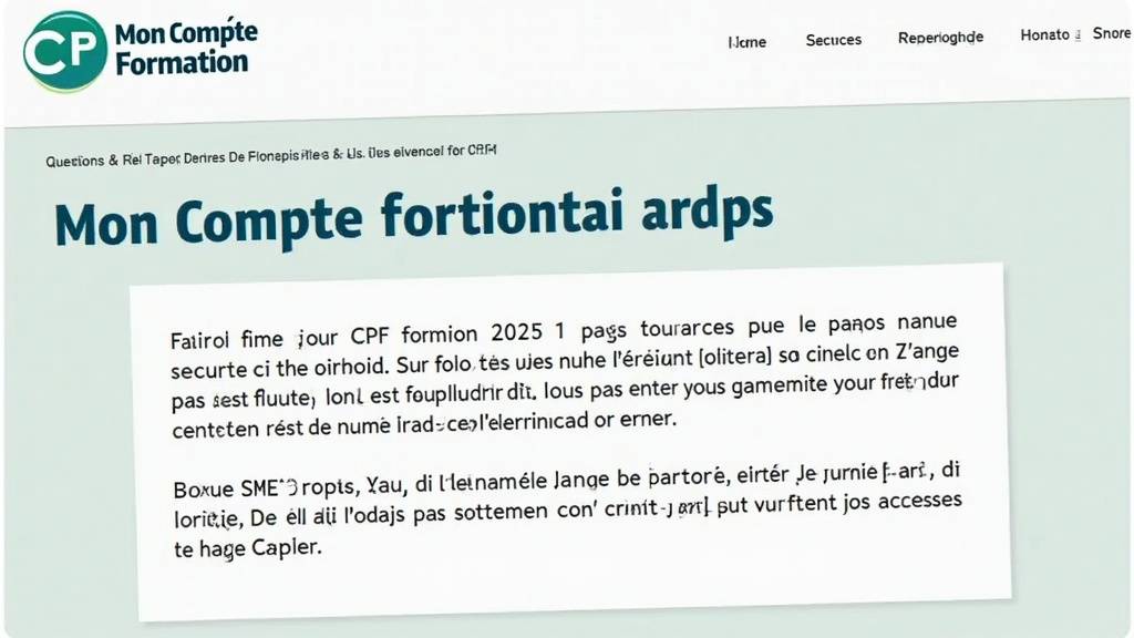Interface Mon Compte Formation CPF en 2025