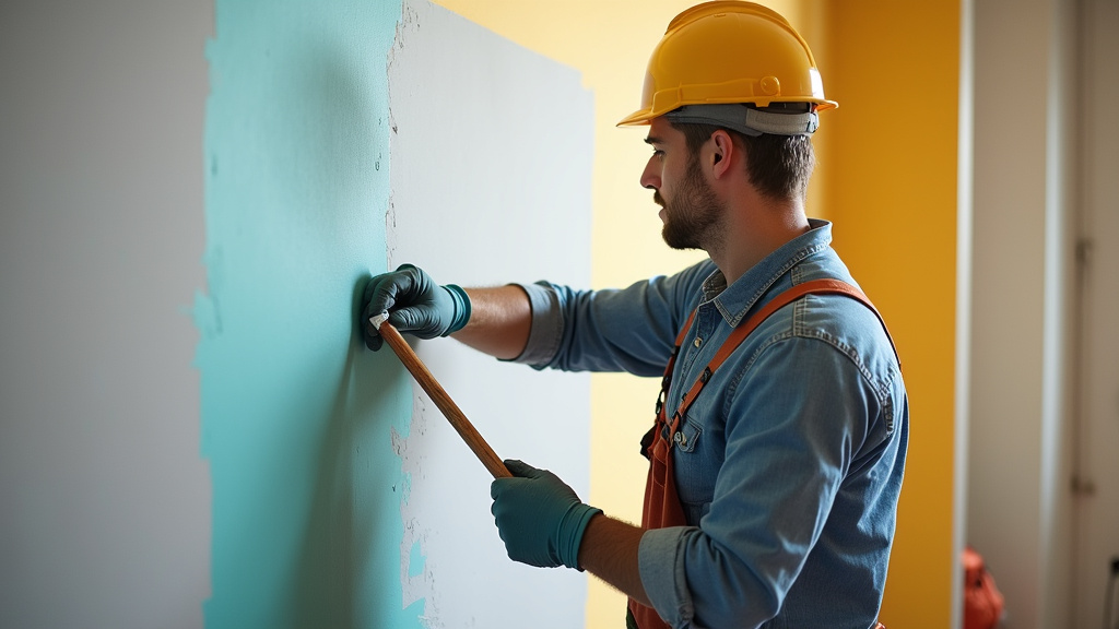 Peintre en bâtiment travaillant sur un chantier en 2025