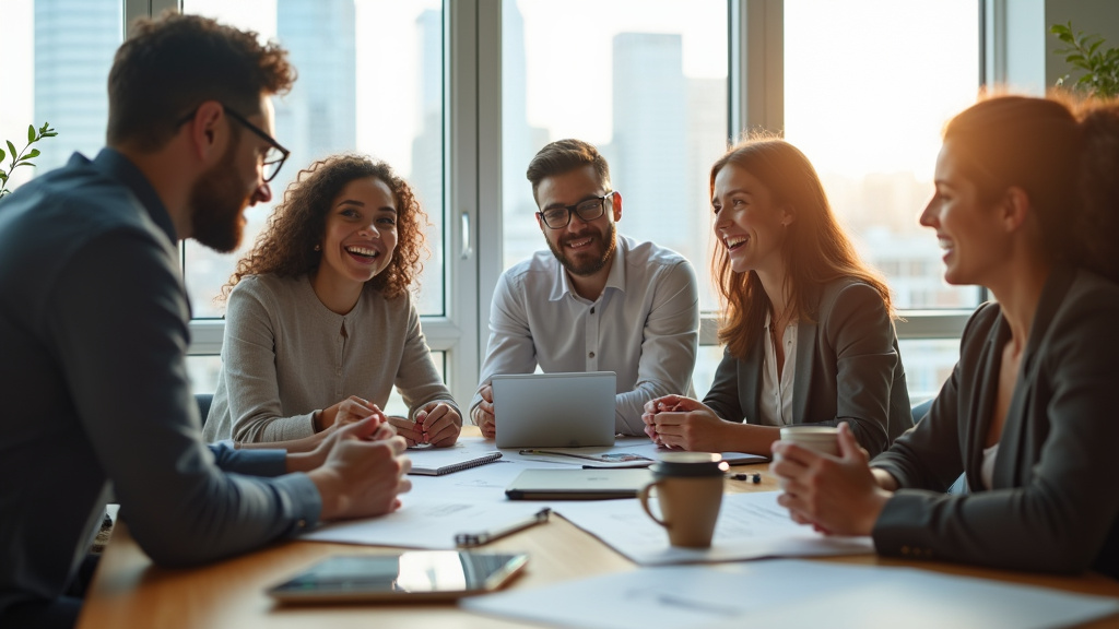 Manager inspirant en réunion d'équipe