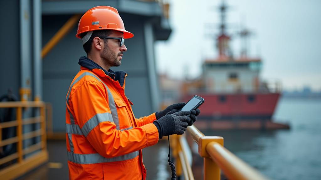 Grutier vérifiant la précision de ses mouvements dans la cabine