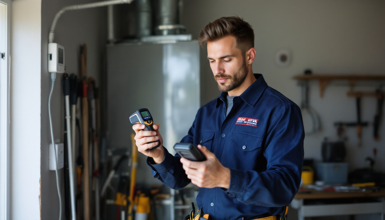Chauffagiste en train d'installer un système de chauffage