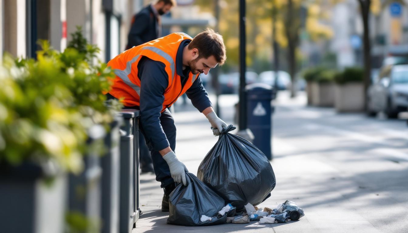Éboueur au travail collecte déchets urbains France