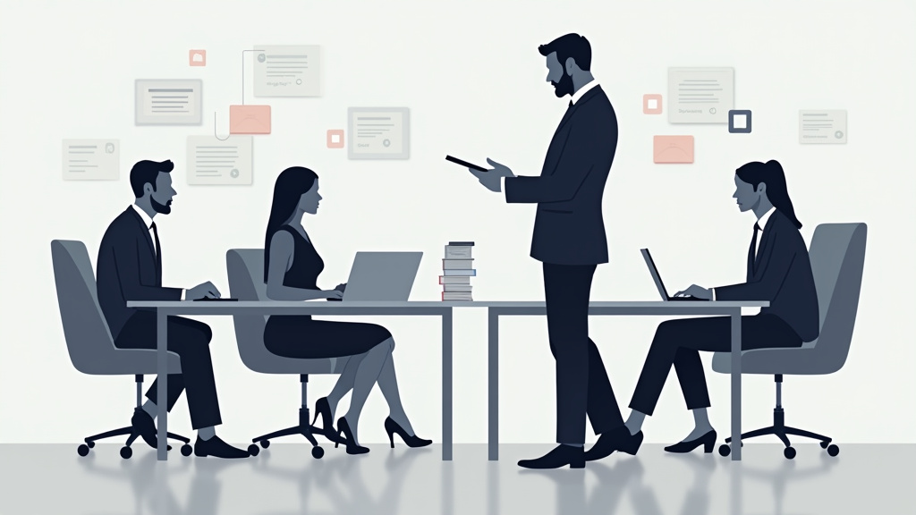 Notaire en discussion avec des clients dans un bureau moderne