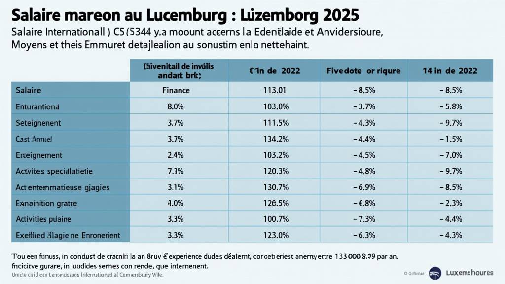 Diagramme des secteurs avec les salaires moyens au Luxembourg