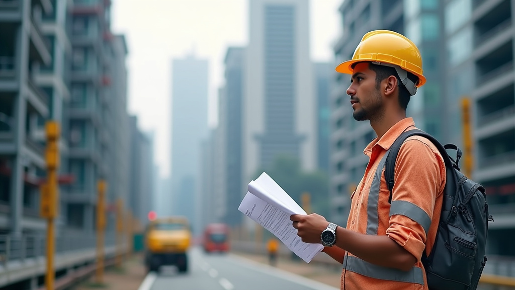 Travail d'ingénieur en génie civil sur un chantier