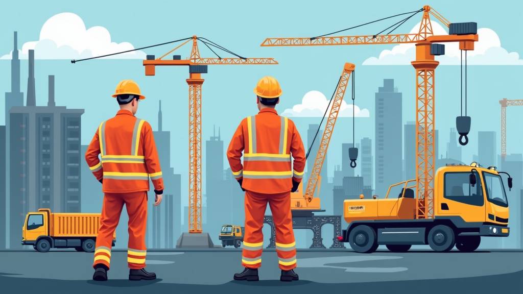 Différents types de grues sur un chantier de construction